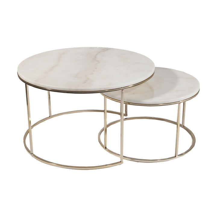 Monaco Sofabord, lys marmor/champagne, diameter: 80cm