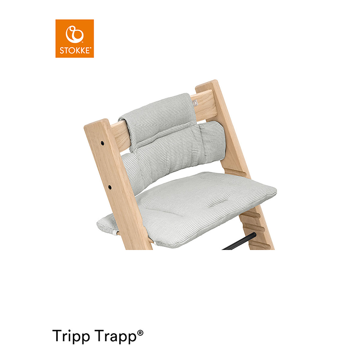 Stokke Tripp Trapp® klassisk pute i nordic grey med rygg- og setepute til barnestol