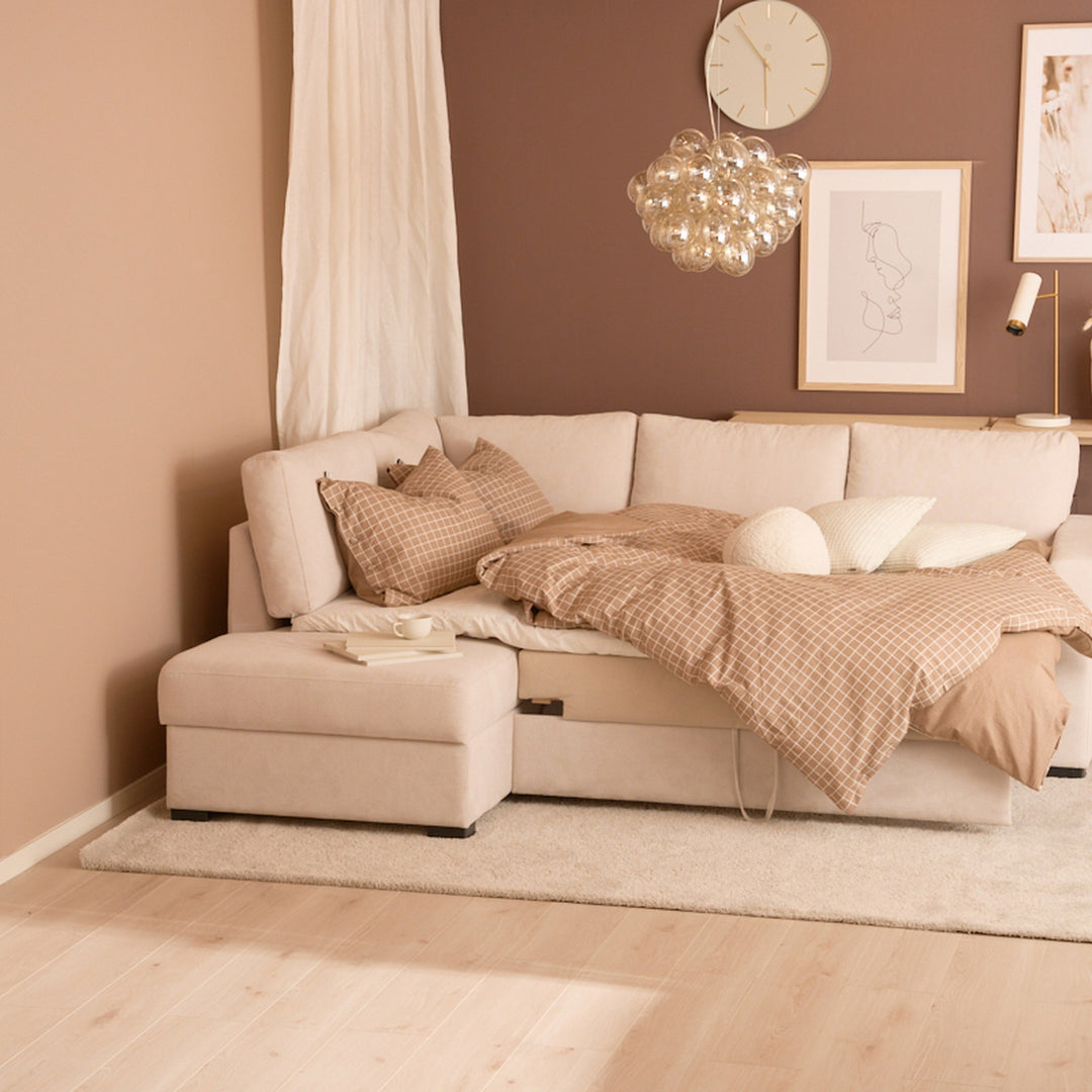 Fakta Sovesofa Hjørnesofa, boss 119, natur, venstrevendt – detaljbilde