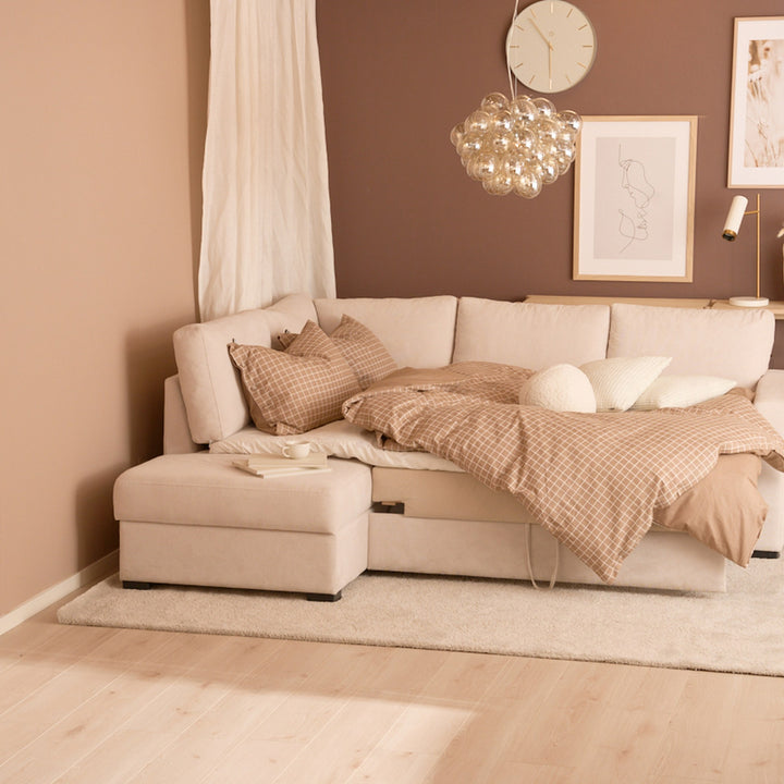 Fakta Sovesofa Hjørnesofa, boss 119, natur, venstrevendt – detaljbilde