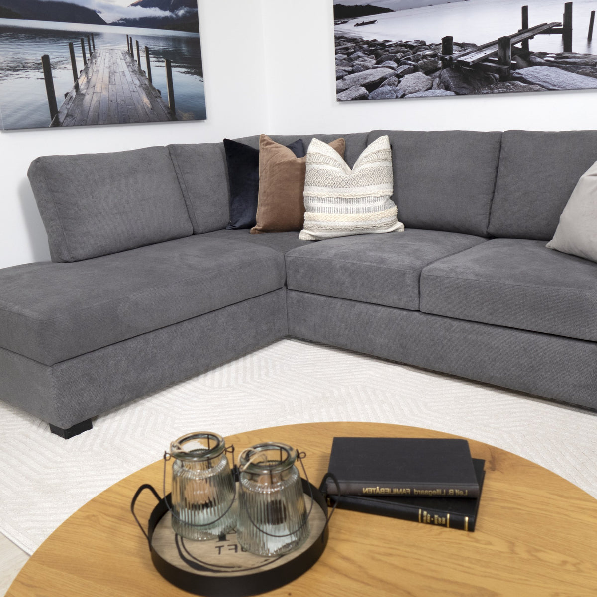 Fakta Sovesofa Hjørnesofa, boss 119, grey, venstrevendt – miljøbilde