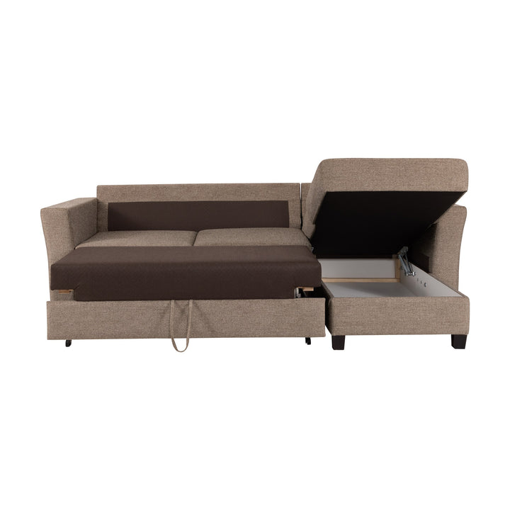 Fakta Sovesofa 3-Seter Hjørnesofa, soul, dark brown, høyrevendt – detaljbilde
