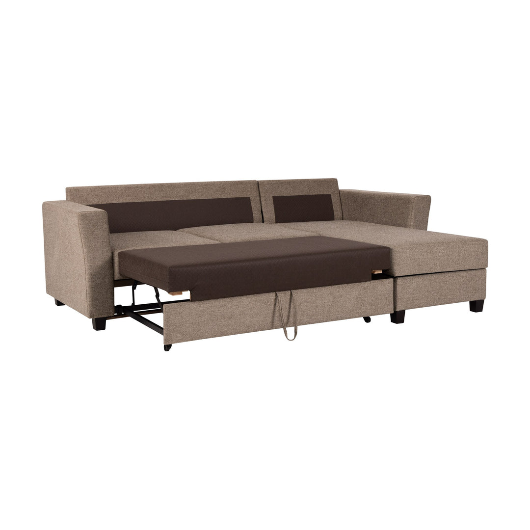 Fakta Sovesofa 3-Seter Hjørnesofa, soul, dark brown, høyrevendt – detaljbilde