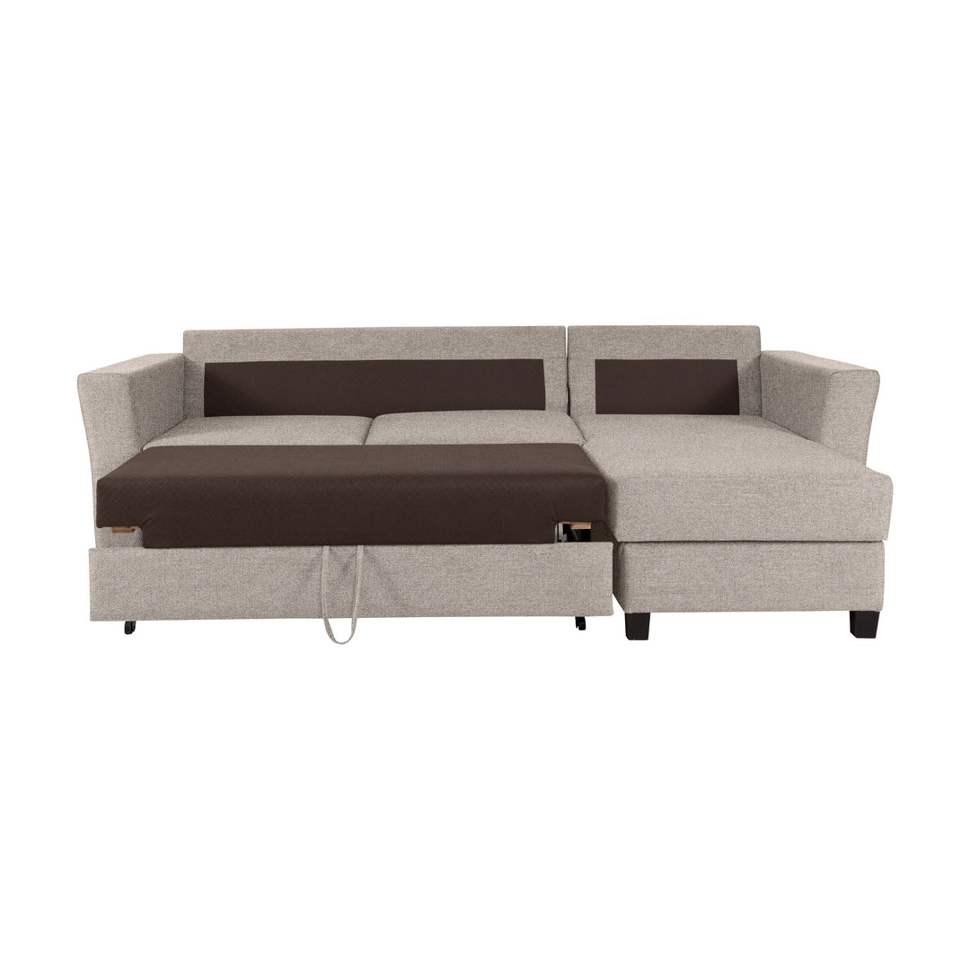 Fakta Sovesofa 3-Seter Hjørnesofa, soul, grey brown, høyrevendt – detaljbilde