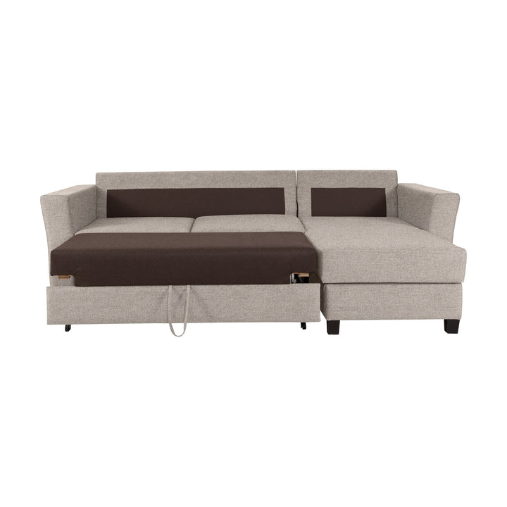 Fakta Sovesofa 3-Seter Hjørnesofa, soul, grey brown, høyrevendt – detaljbilde