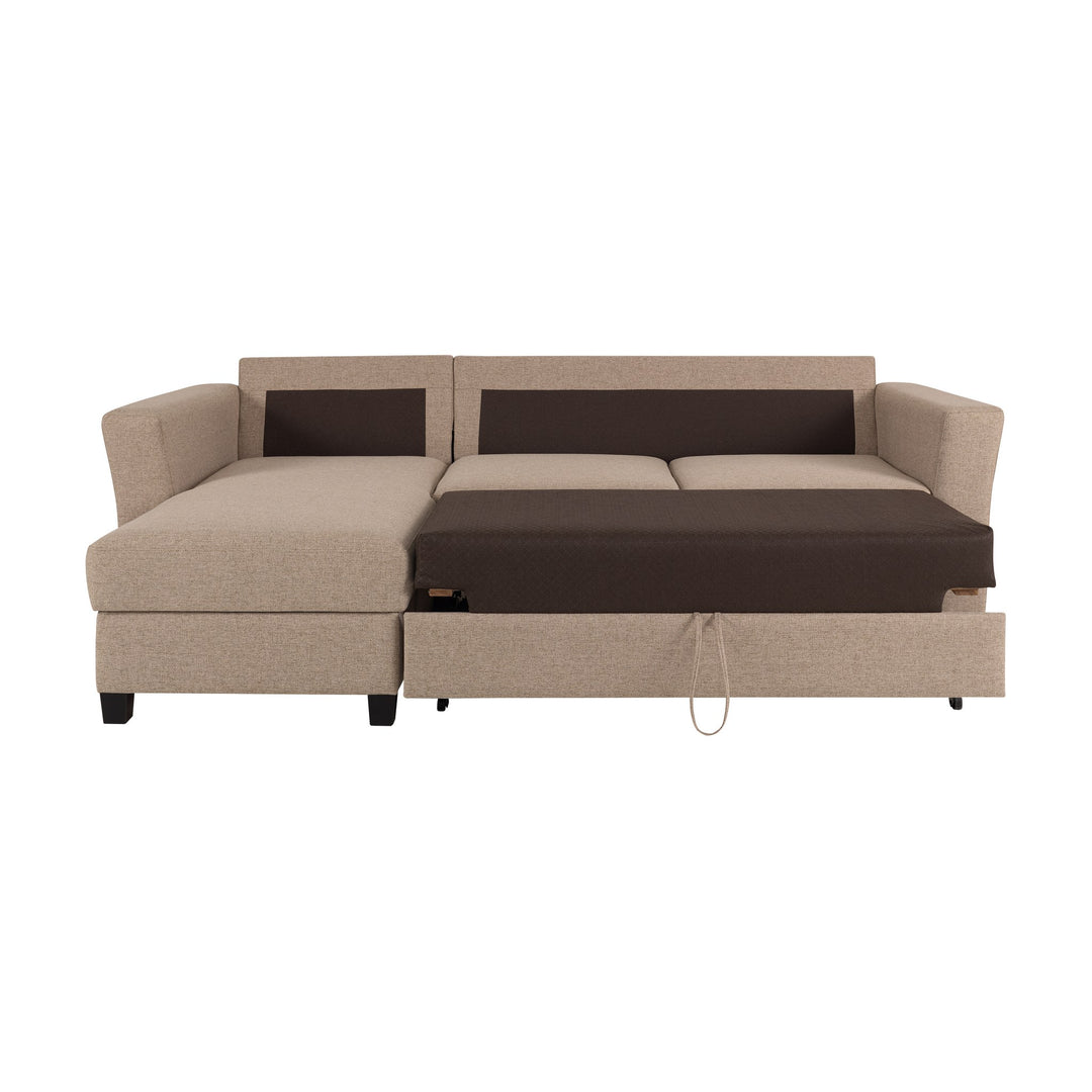 Fakta Sovesofa 3-Seter Hjørnesofa, nordic, light brown, venstrevendt – detaljbilde