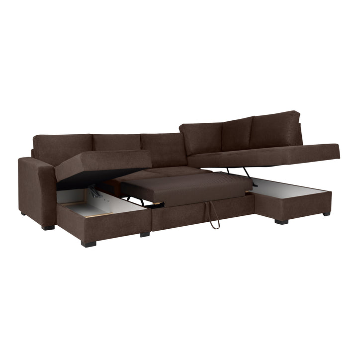 Fakta Sovesofa Hjørnesofa, boss 119, dark brown, høyrevendt – detaljbilde