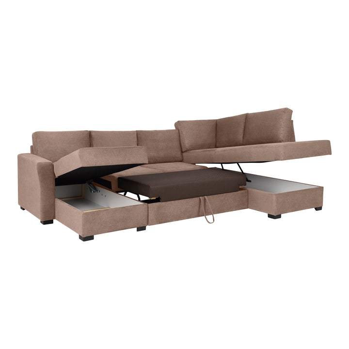 Fakta Sovesofa Hjørnesofa, boss 119, light brown, høyrevendt – detaljbilde