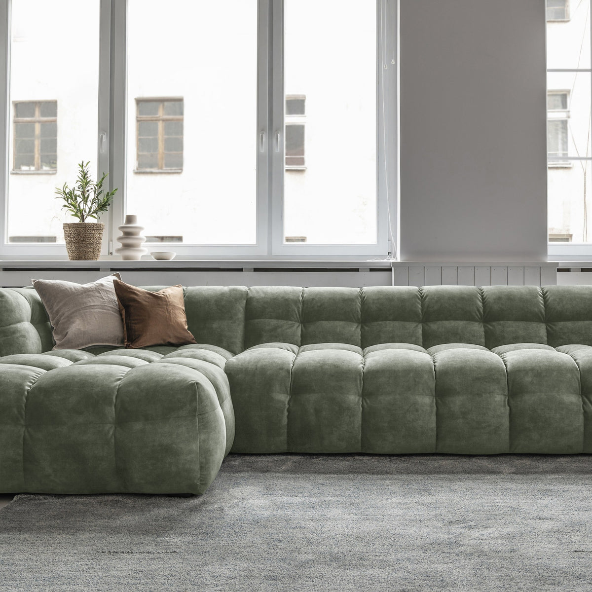 Troels Michelin Hjørnesofa, adore, dark green, venstrevendt – miljøbilde