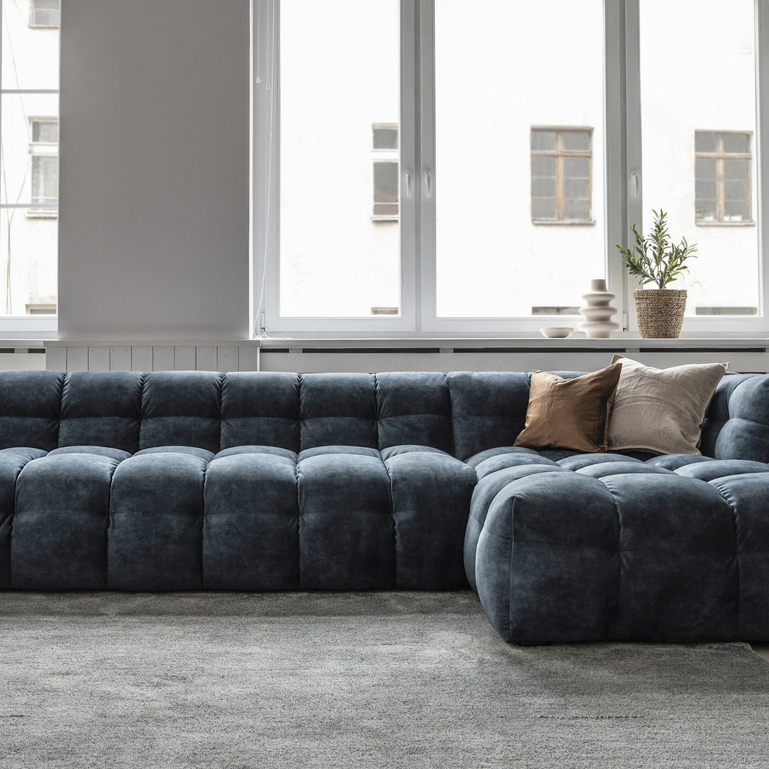 Troels Michelin Hjørnesofa, adore, petrol, høyrevendt – miljøbilde