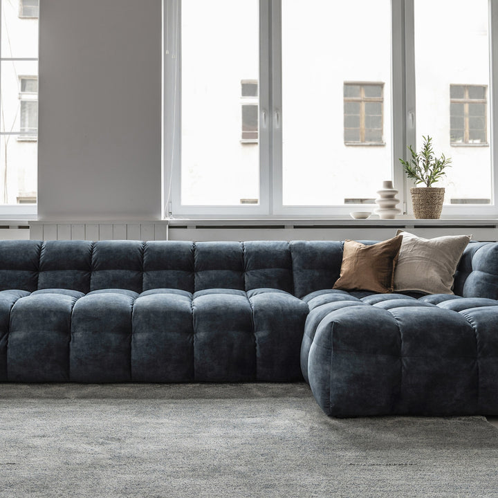 Troels Michelin Hjørnesofa, adore, petrol, høyrevendt – miljøbilde