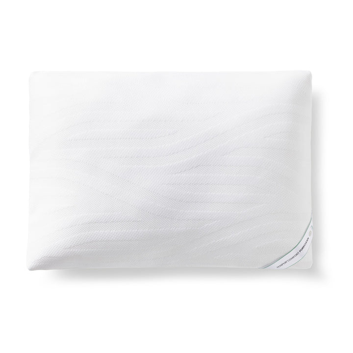 Tempur Comfort PureClean hodepute i hvitt med glatt strikketrekk, sett ovenfra mot hvit bakgrunn
