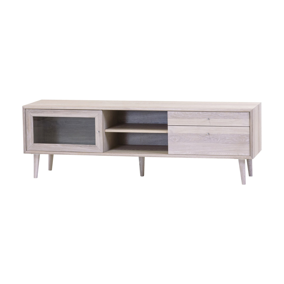 Scandi TV-benk, hvitoljet eik, bredde: 158cm