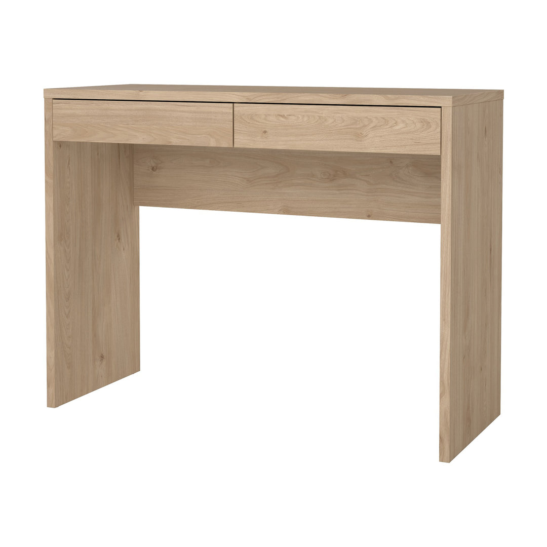 Function Plus 2 skrivebord i lys eikedekor med to skuffer og åpen hylle