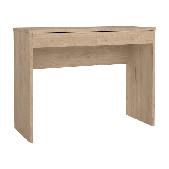 Function Plus 2 skrivebord i lys eikedekor med to skuffer, sett forfra