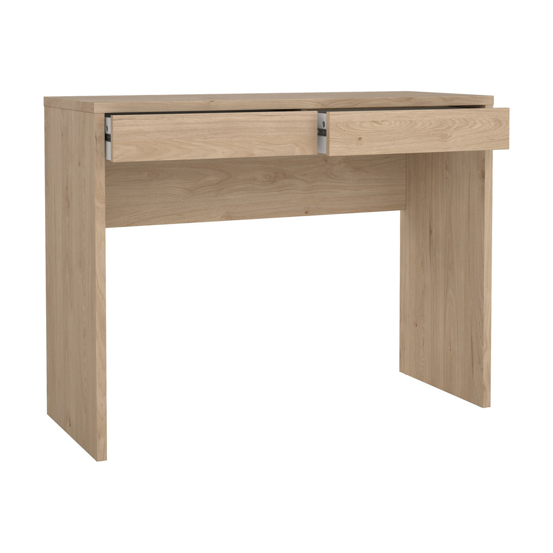 Function Plus 2 skrivebord i lys eikedekor med to skuffer halvt åpne