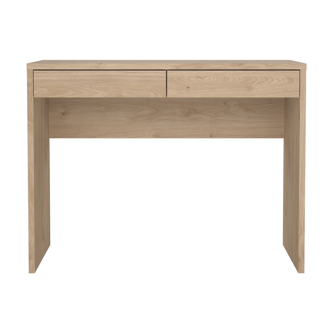 Function Plus 2 skrivebord i lys eik med to skuffer og åpen hylle