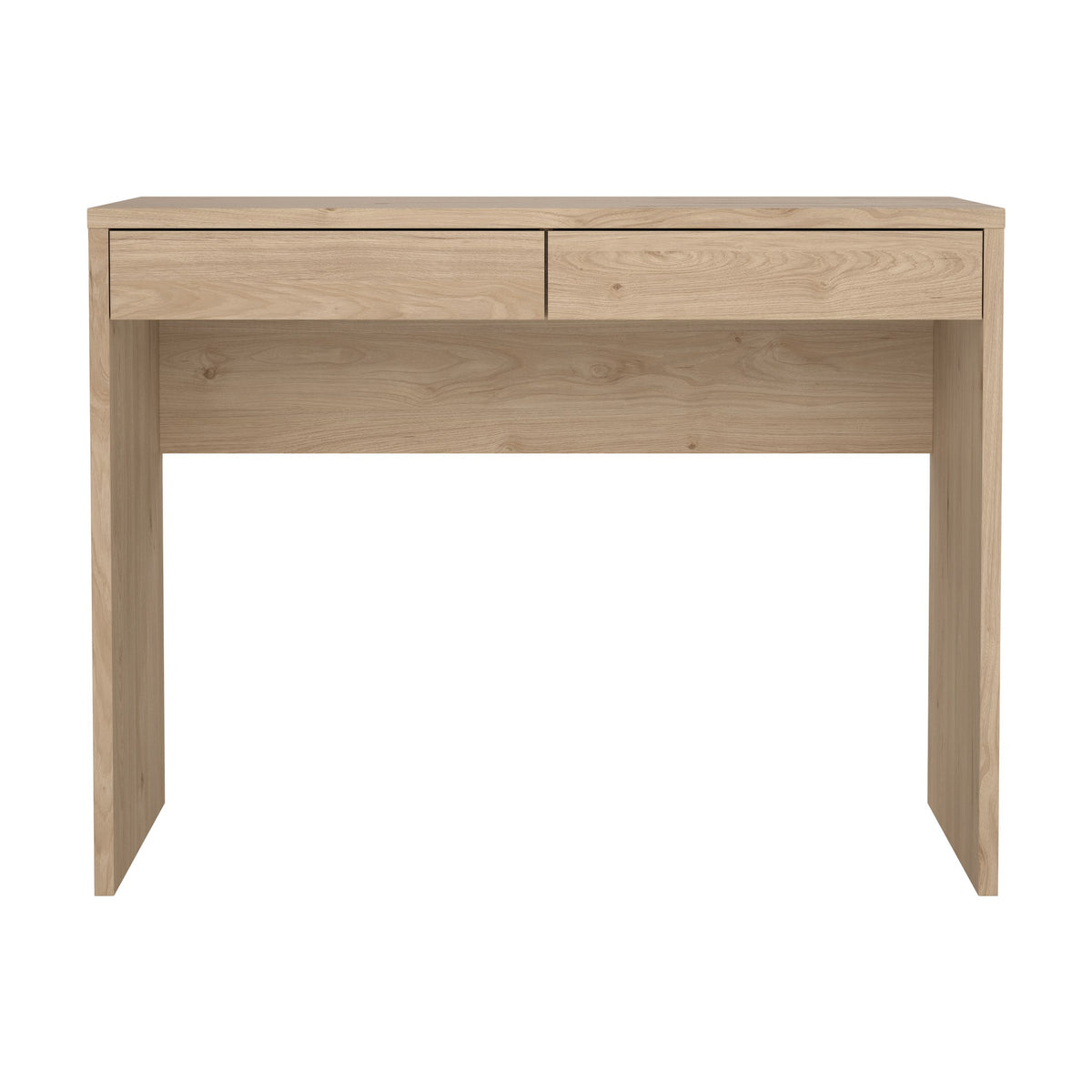 Function Plus 2 skrivebord i lys eik med to skuffer og åpen hylle
