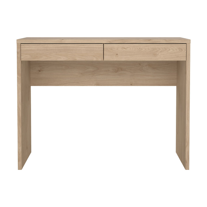 Function Plus 2 skrivebord i lys eik med to skuffer og åpen hylle