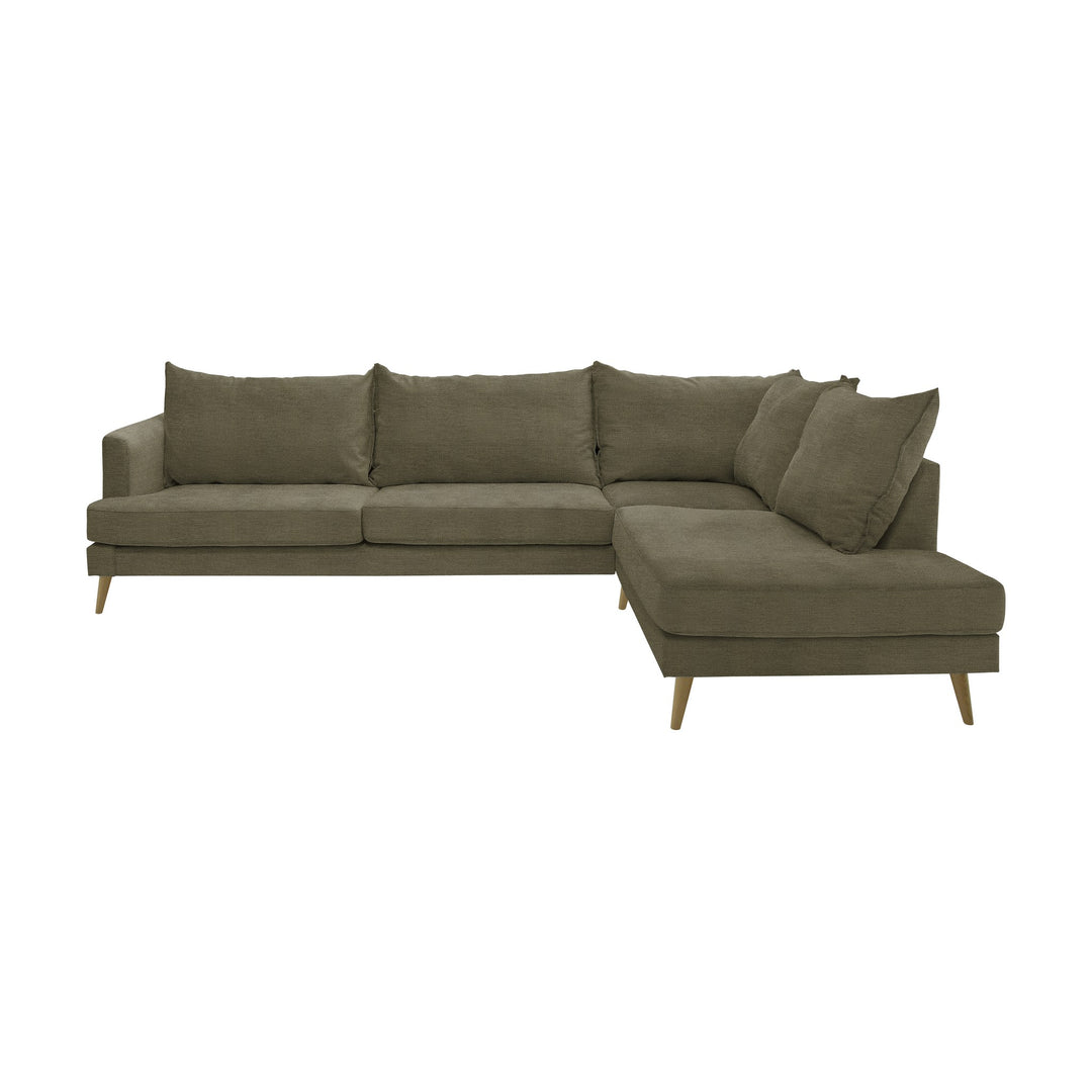 Justin hjørnesofa i beige stoff med sjeselong