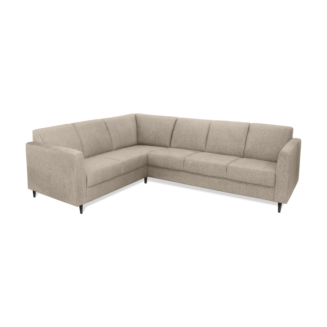 Rhodes hjørnesofa i beige stoff med lyse treben