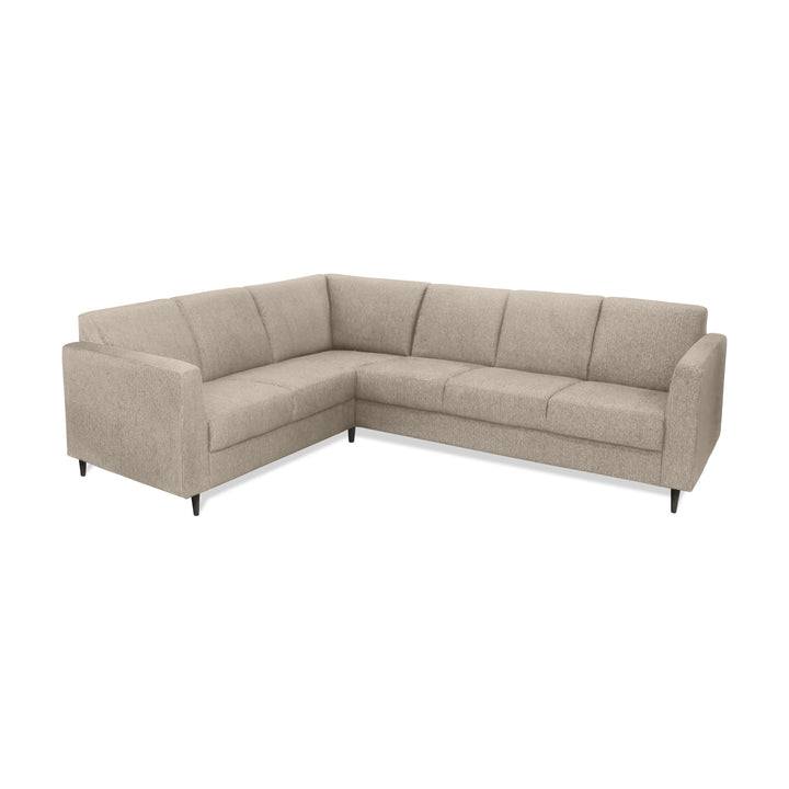 Rhodes hjørnesofa i beige stoff med lyse treben