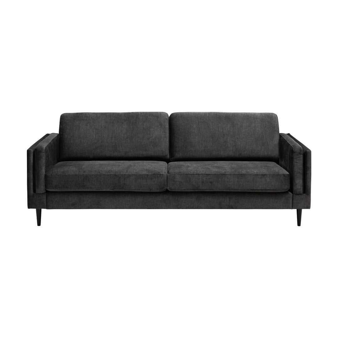 Vision sofa 3-seter i mørk grå velur, sett forfra