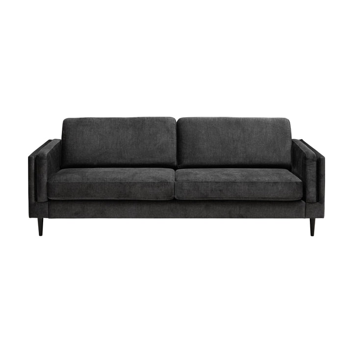 Vision sofa 3-seter i mørk grå velur, sett forfra