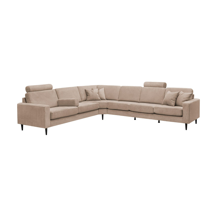 Vision hjørnesofa i beige med sjeselong og mørke ben