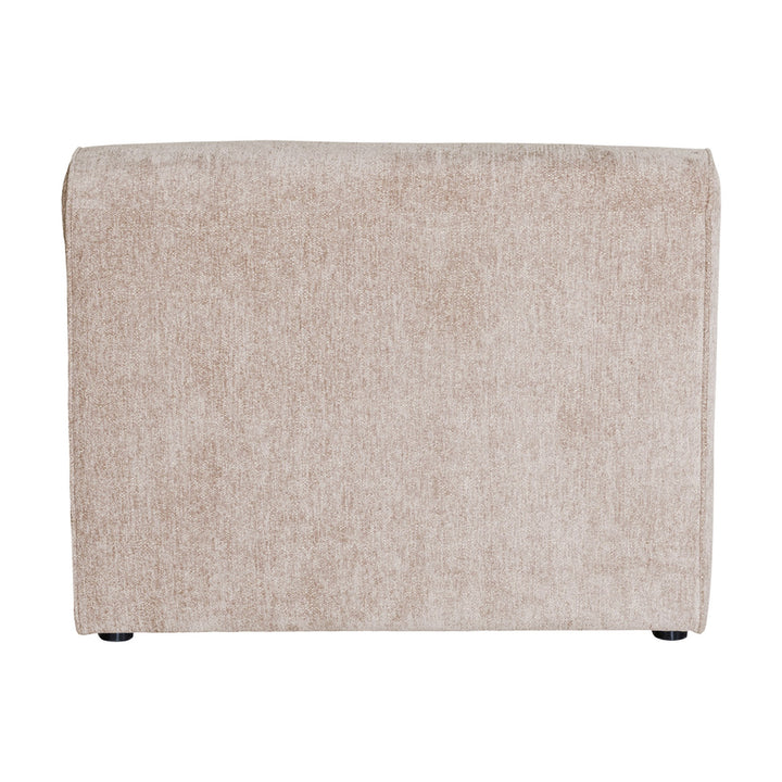 Como modulsofa, enkel modul i gråbeige chenille, sett bakfra mot hvit bakgrunn