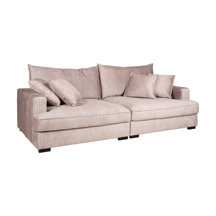 Rossi sofa i taupe velur med løse puter