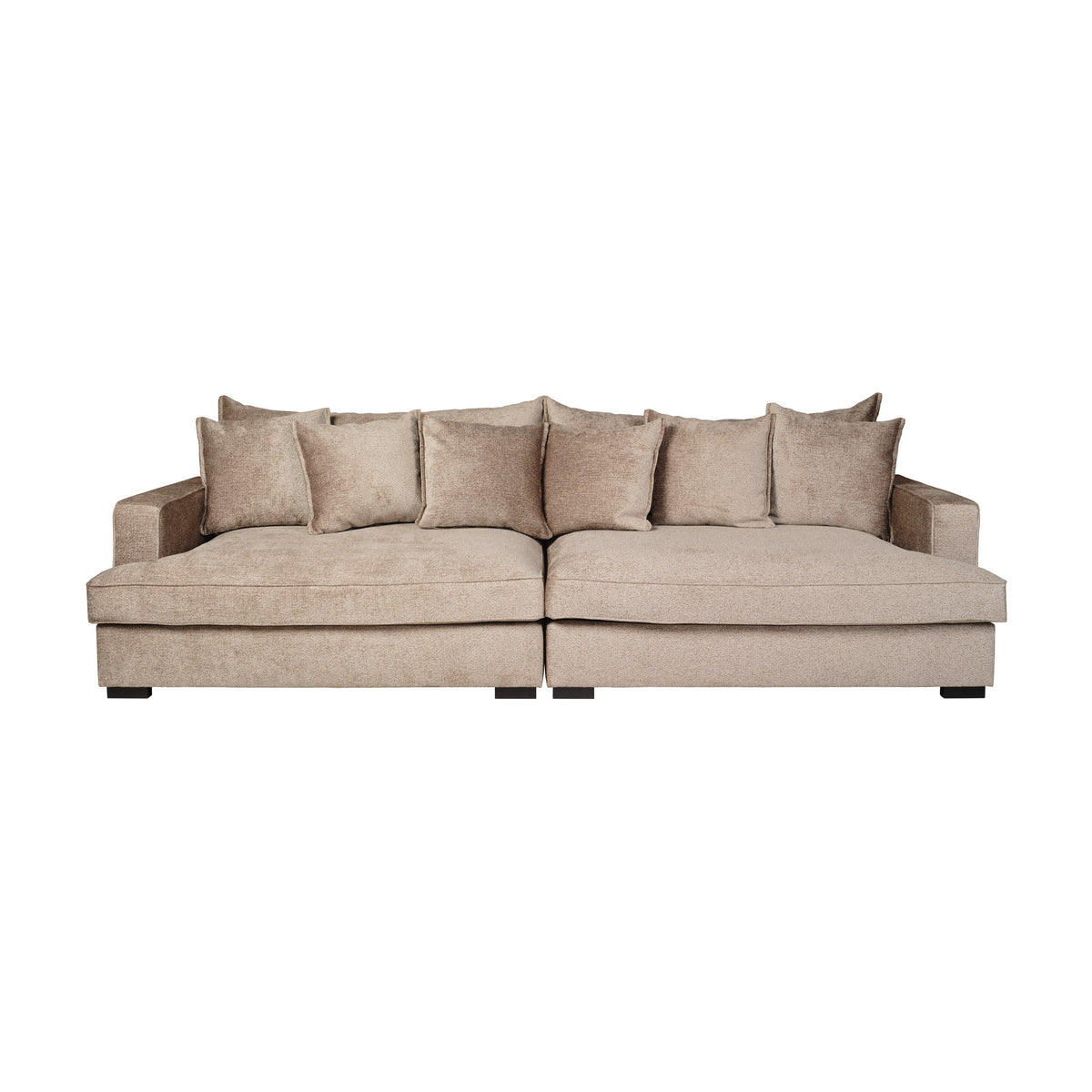Rossi sofa i mink velur med løse puter