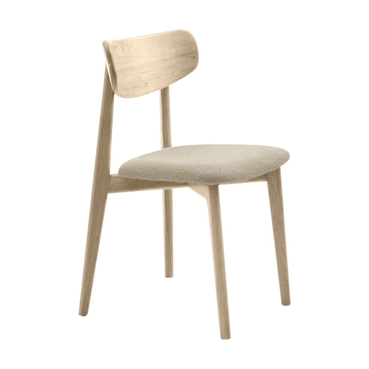 Elim spisestol i hvitoljet eik med beige bouclé-sete