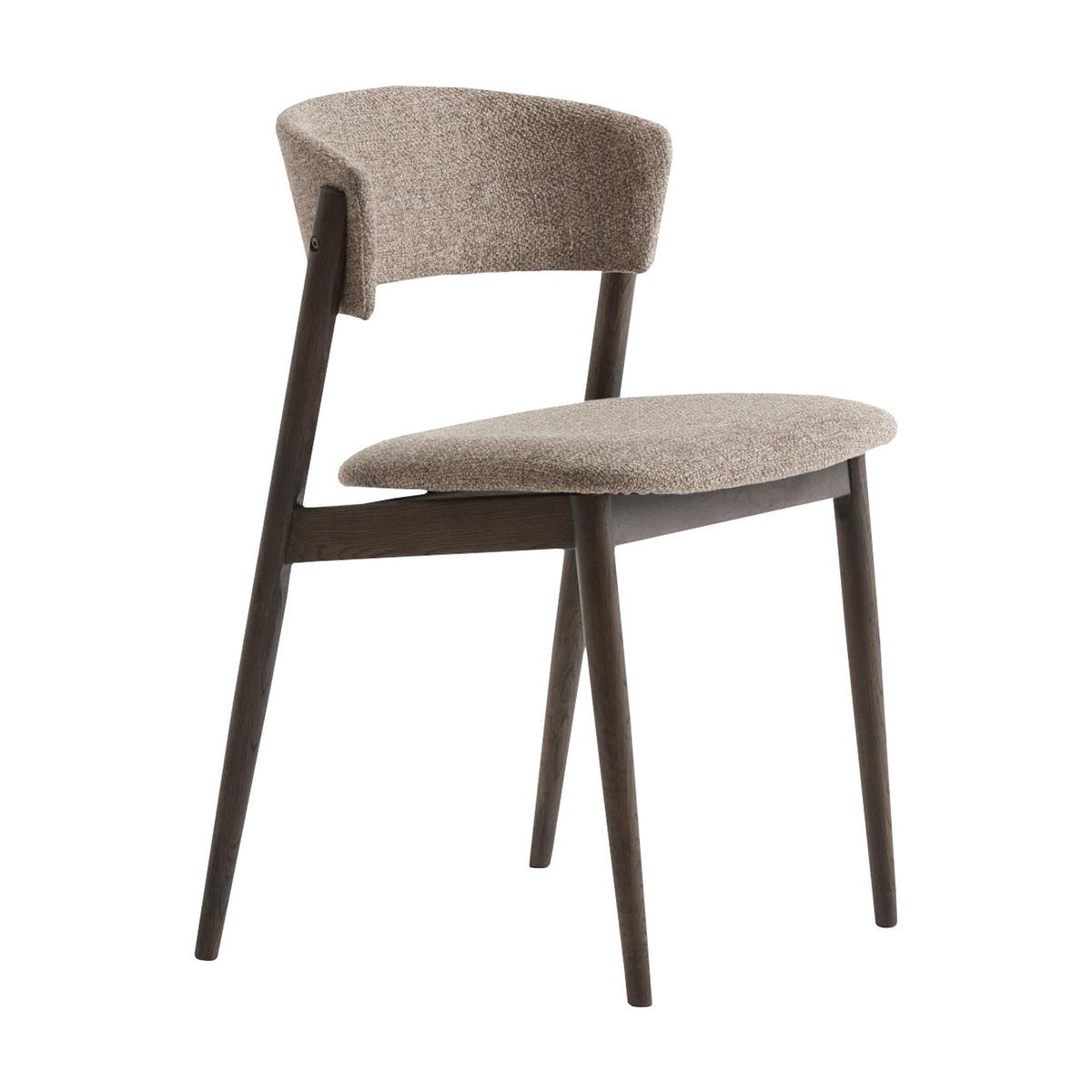 Revere spisestol i beige bouclé med mørkbeiset eikeramme