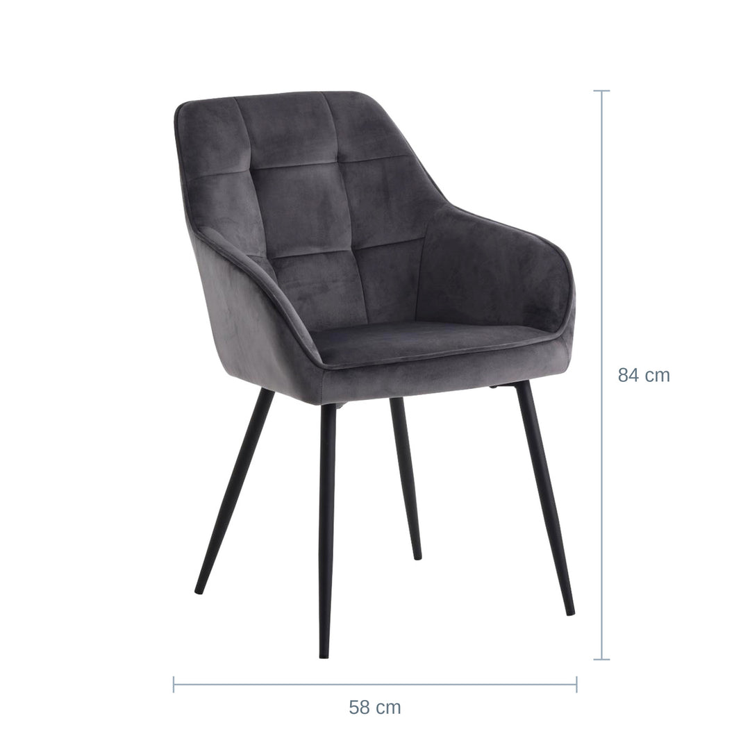 Nolan Square Spisestol, Grå Velour — UQ18201502115