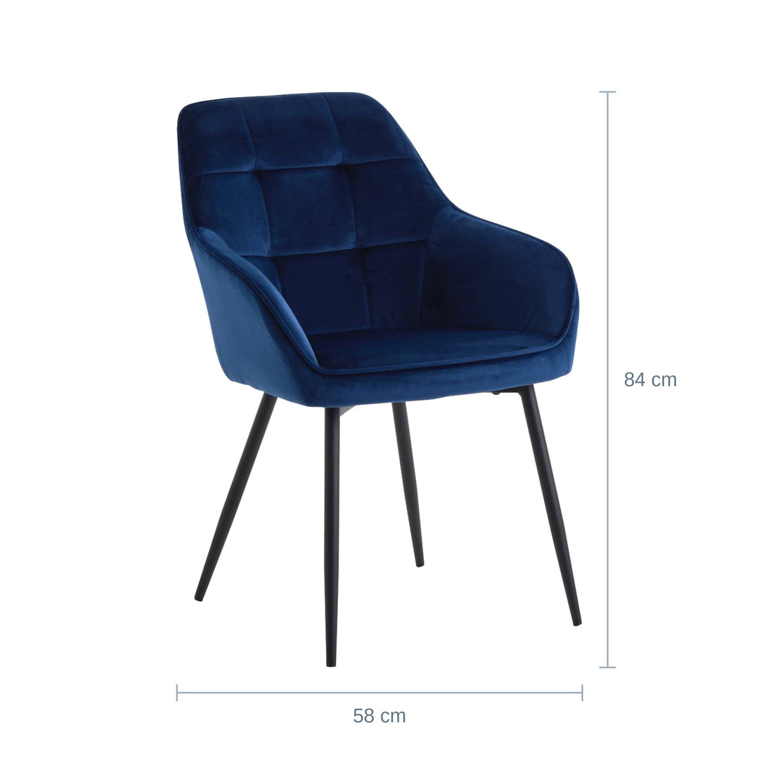 Nolan Square Spisestol, Blå Velour — UQ18201503115
