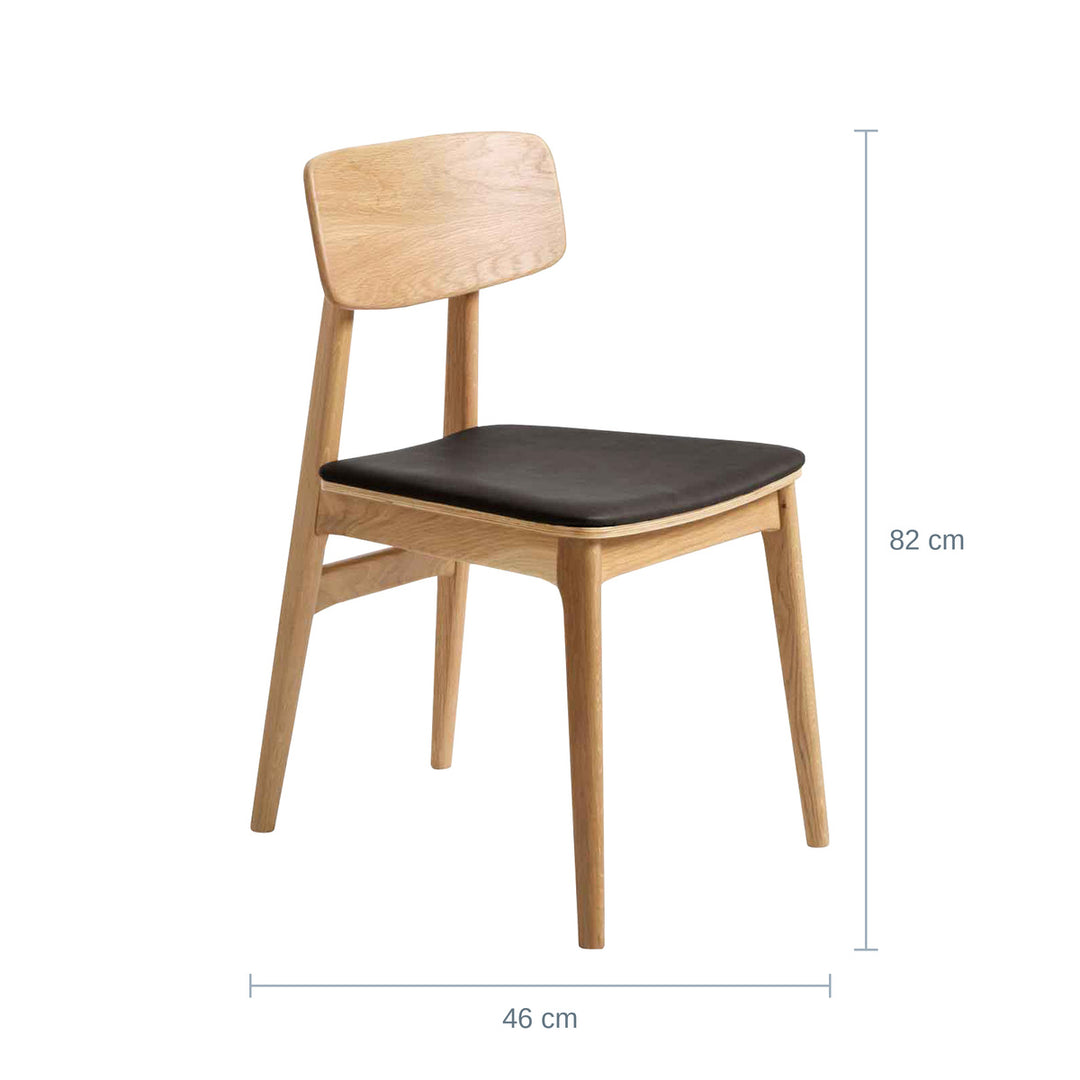 Livo Spisestol, Natural, Sort PU, Bredde: 46cm — UQ18201661123