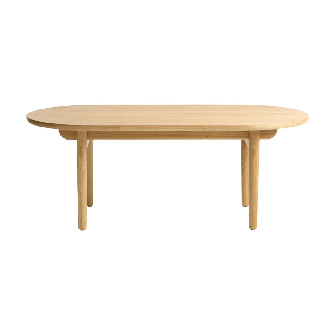 Carno sofabord i lys eik, ovalt med rundede kanter og runde ben