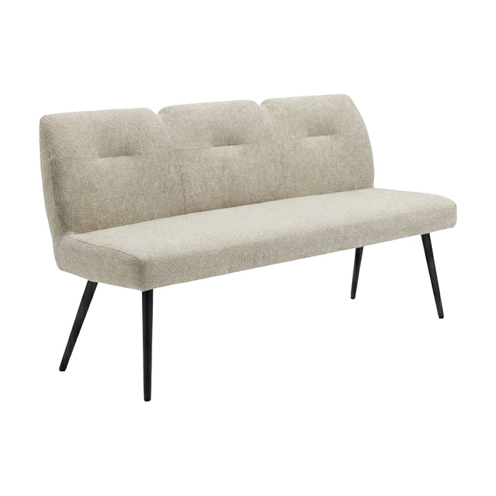 Roxana spisebenk med beige stofftrekk og sorte metallben