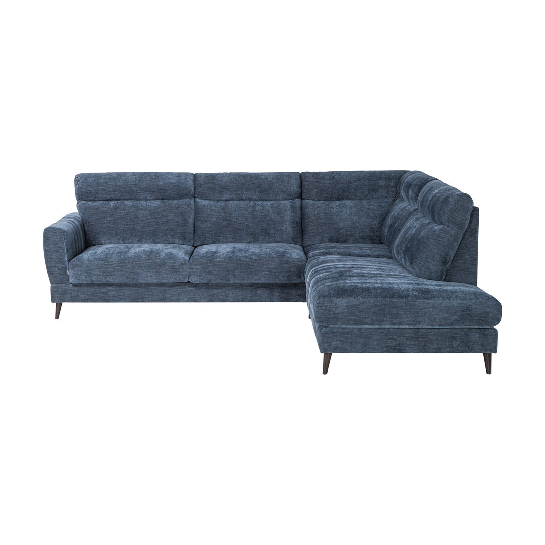 Bellus Robin sofa i olivengrønt stoff med sorte metallben