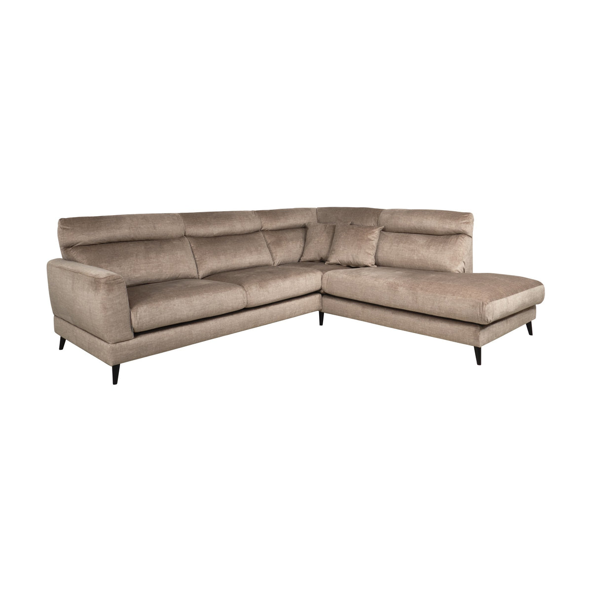 Bellus Robin sofa i olivengrønt stoff med sorte metallben