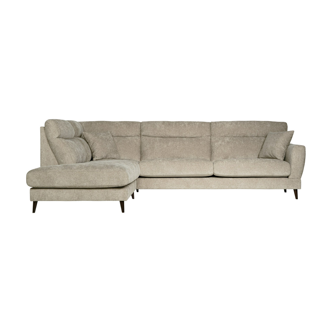 Bellus Robin sofa i olivengrønt stoff med sorte metallben