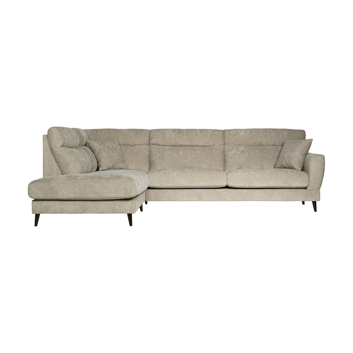 Bellus Robin sofa i olivengrønt stoff med sorte metallben