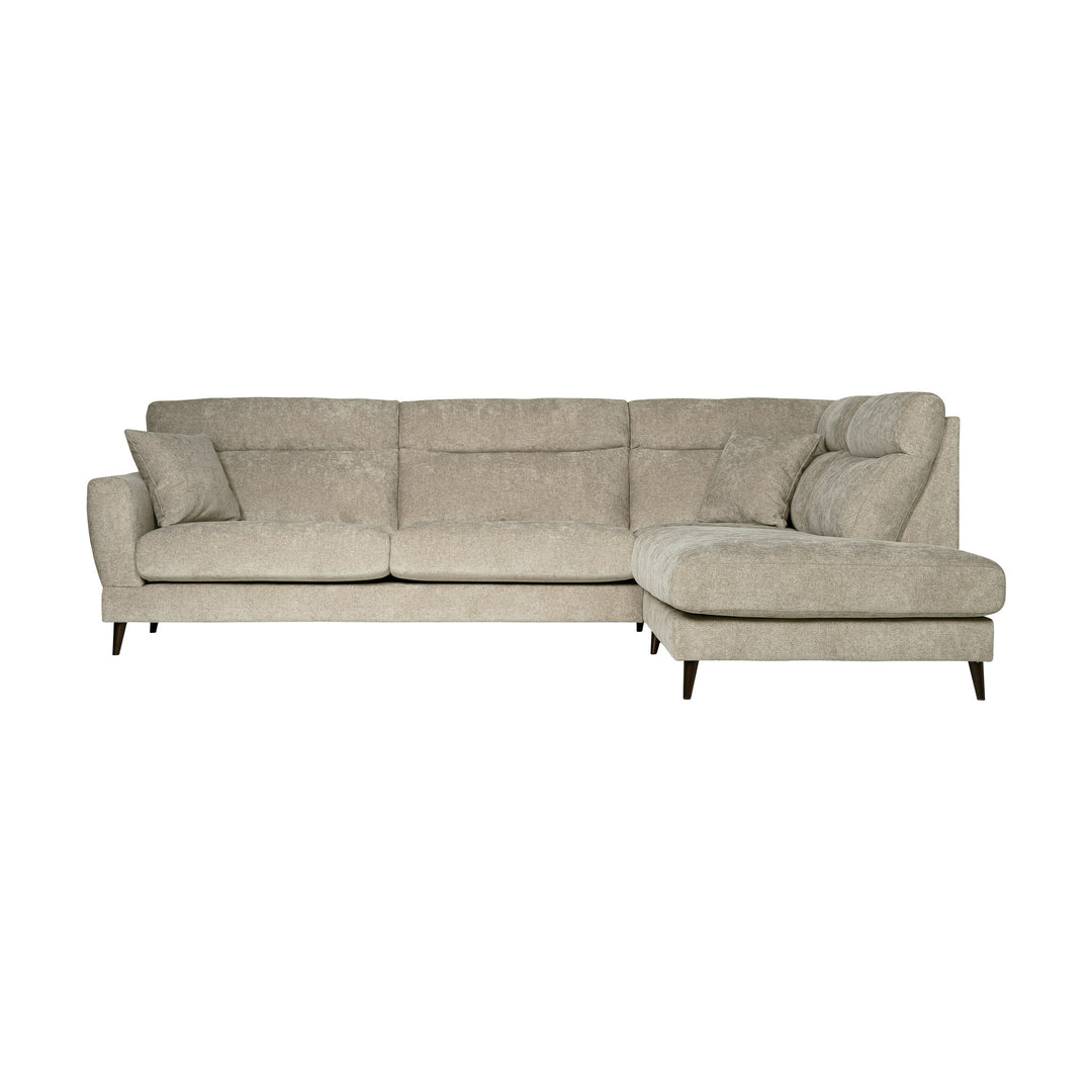 Bellus Robin sofa i olivengrønt stoff med sorte metallben