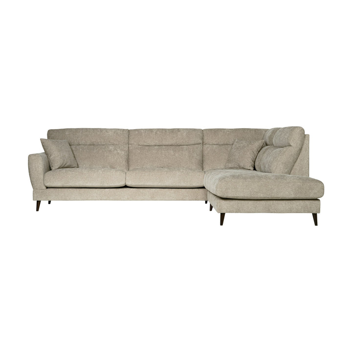 Bellus Robin sofa i olivengrønt stoff med sorte metallben
