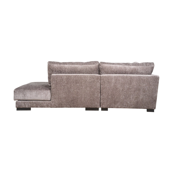 Bellus Andango modulsofa i gråbrun chenille med sjeselong, sett fra siden