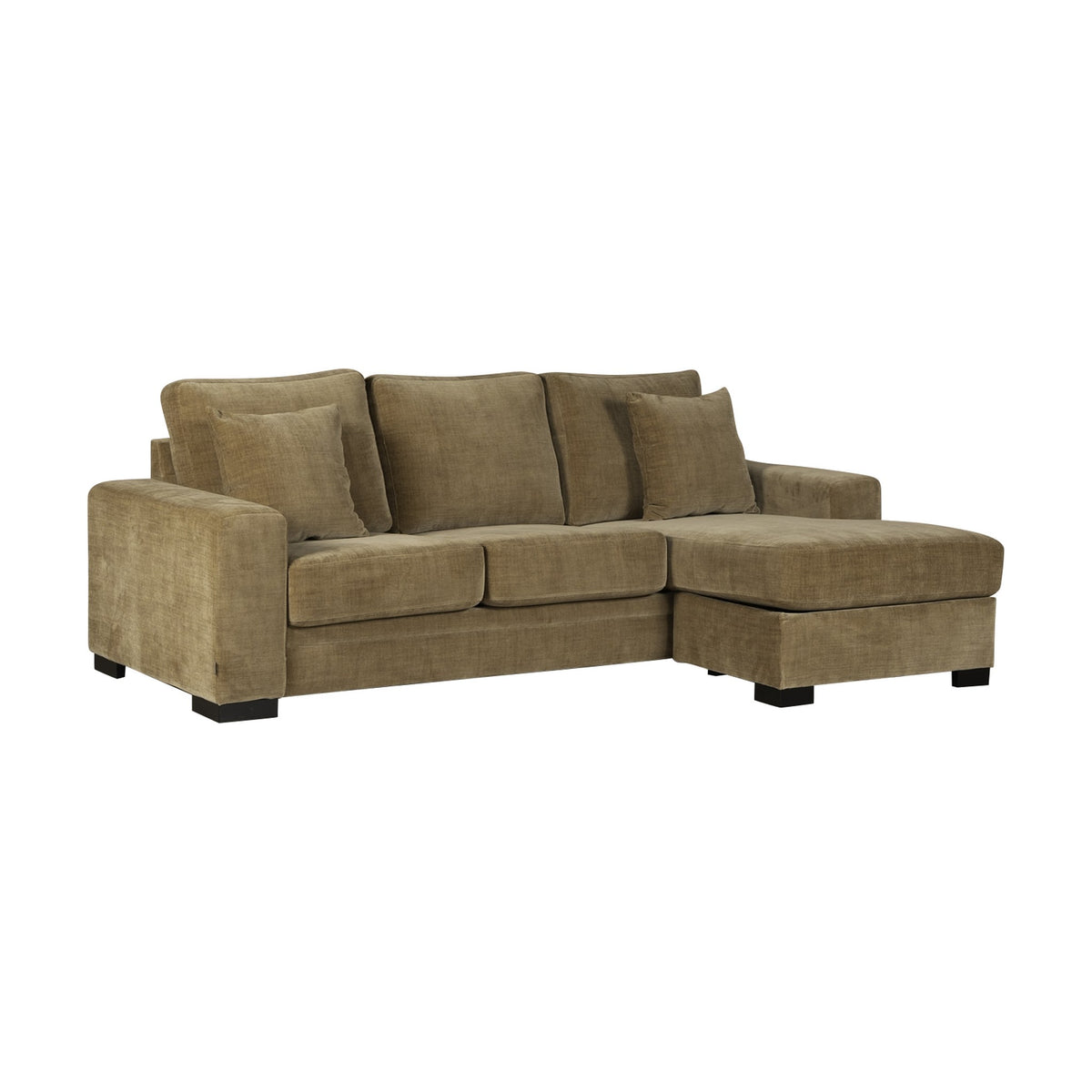 Bellus Casino modulsofa i beige stoff med brune puter