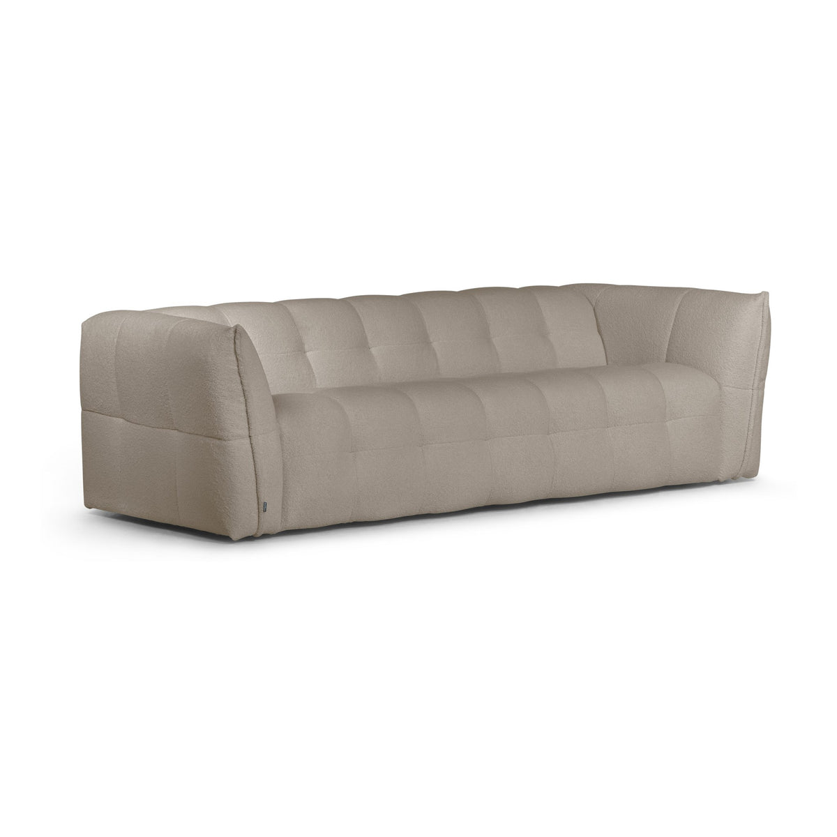 Bellus Moby 3-seter sofa i greige bouclé med myk, rutet polstring