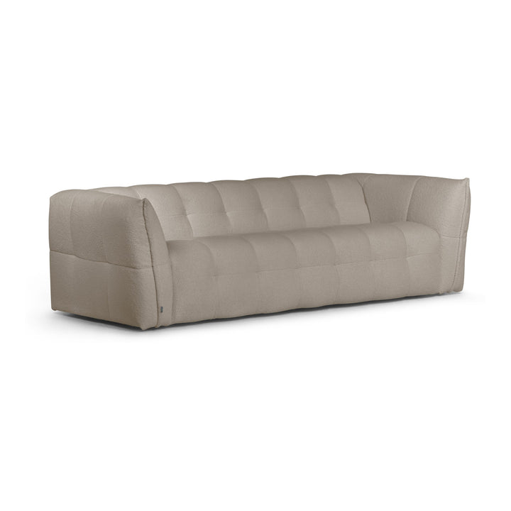 Bellus Moby 3-seter sofa i greige bouclé med myk, rutet polstring