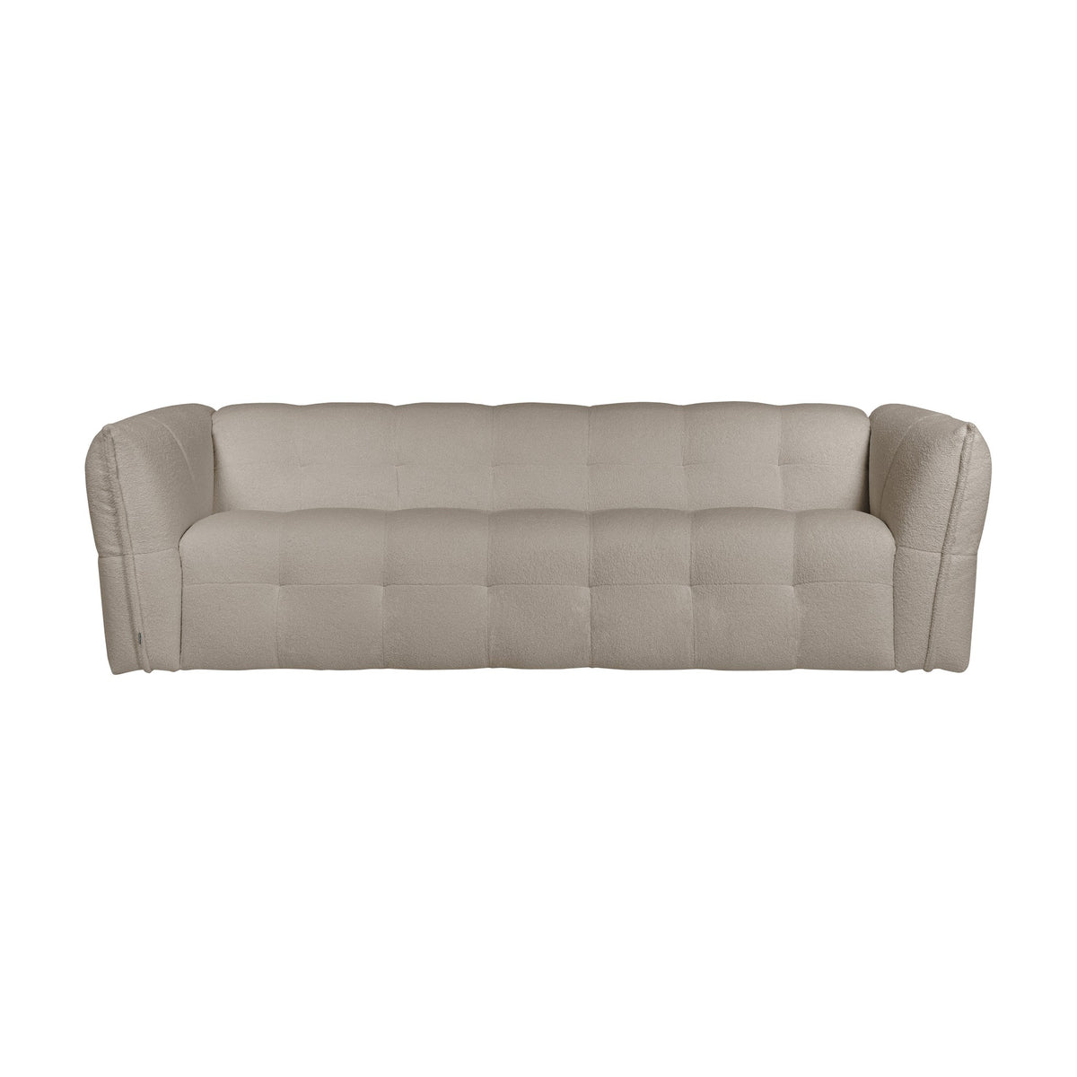 Bellus Moby 3-seter sofa i greige bouclé med rutet polstring